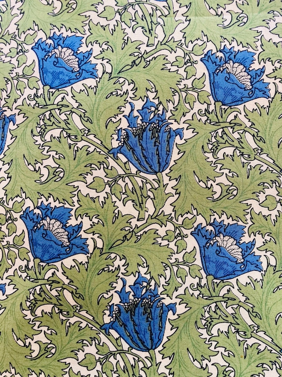 Liberty Tana Lawn 13”x 9” A Lovely Blue ‘Anemone’ William Morris design.