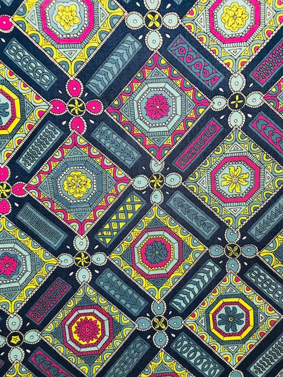 Colourful ‘Benjamin’ Aztec style Liberty Tana Lawn 13”x 9”