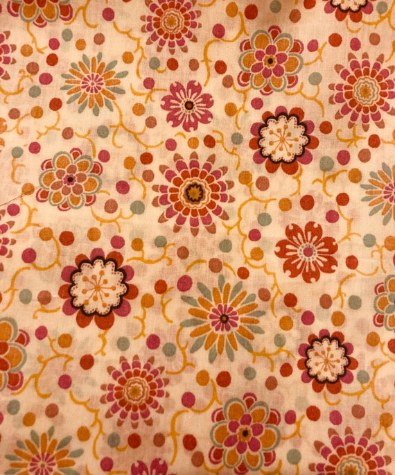 Liberty Tana Lawn ‘Mab’ Cream, Pink and Turquoise fabric 13 x 9” Patchwork Craft