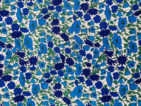 Liberty Tana Lawn Discontinued 13”x 9” fabric Blue ‘Petal and Bud’