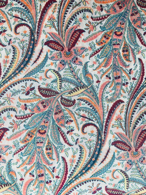 Liberty Tana Lawn 40 cms x 50 cms fabric Green and Orange ‘Elegance’.