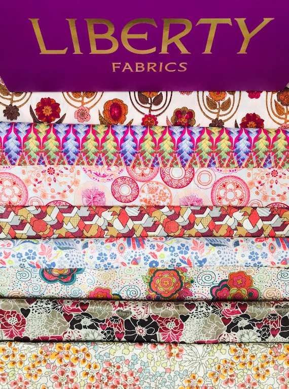 Liberty Tana Lawn Fabric, ‘Busy Orange ’ fabric Bag containing 8 pieces, cut to a size of 6"x 9". #Adele