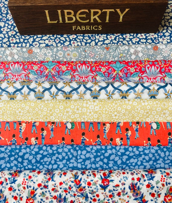 Liberty Tana Lawn ‘Jubilee’ fabric pack. 8 different pieces of a generous 6”x 9”