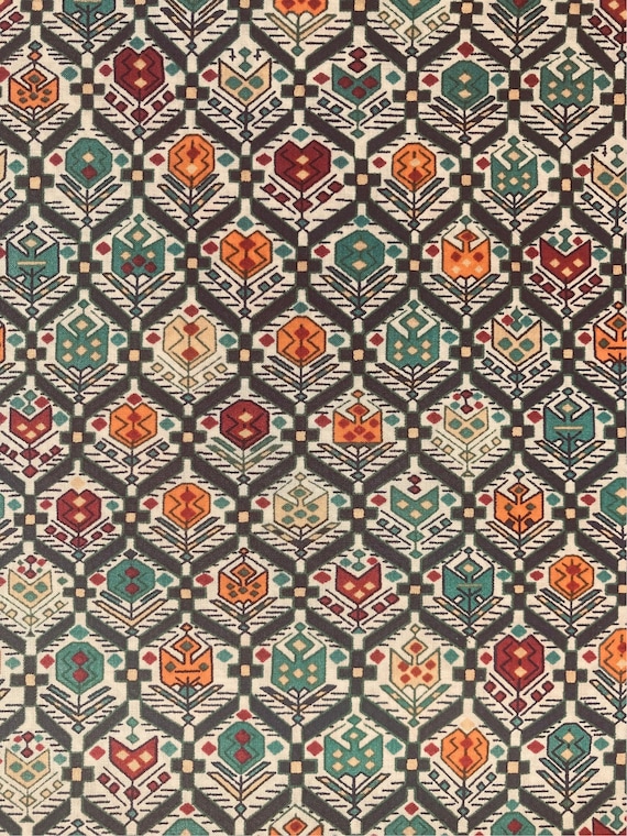 An abstract Green and Orange ‘Nomad’ Liberty Tana Lawn, 13”x 10” Crafting Patchwork