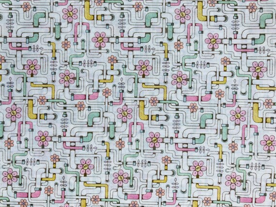Novelty Pink and Green Liberty Tana Lawn Fabric ‘Pipe Dream’, S/S 2023.  13”x 9” #Adele