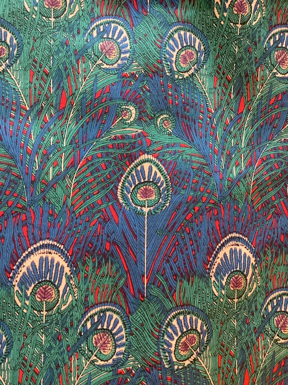 Liberty Tana Lawn Blue Red and Green ‘Hera’ 13”x 9” International Shipping
