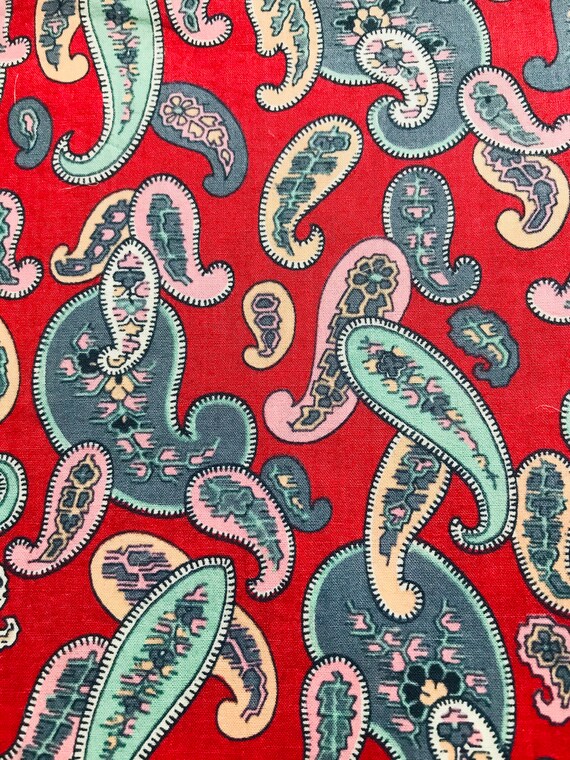 Vintage Liberty Tana Lawn 13”x 9” Red Paisley. Free international shipping