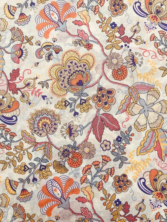 A lovely Yellow And Orange ‘Mabelle’  Liberty Tana Lawn 13”x 9” #Adele