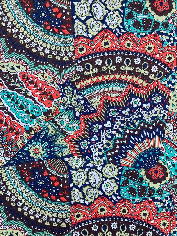 A Discontinued SS2015 Liberty Tana Lawn 13”x 9” fabric Orange and Green ‘Jenny’s Fan’