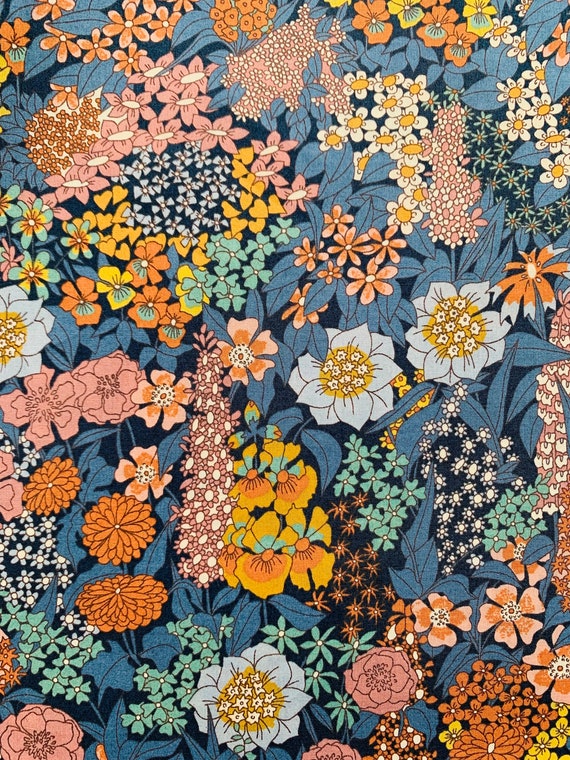 A Gorgeous Blue, orange and grey ‘Ciara’ Liberty Tana Lawn 13”x 9”
