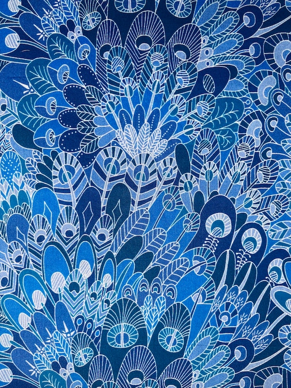 Liberty Tana Lawn Blue and Purple ‘Eben’ fabric, 2015.  40 x 50cm Patchwork Crafting