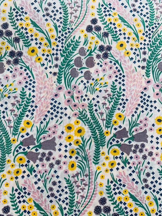 A Lovely Yellow and Green Liberty Tana Lawn 13”x 9” Fabric named ‘Bell Flower’. Free International postage