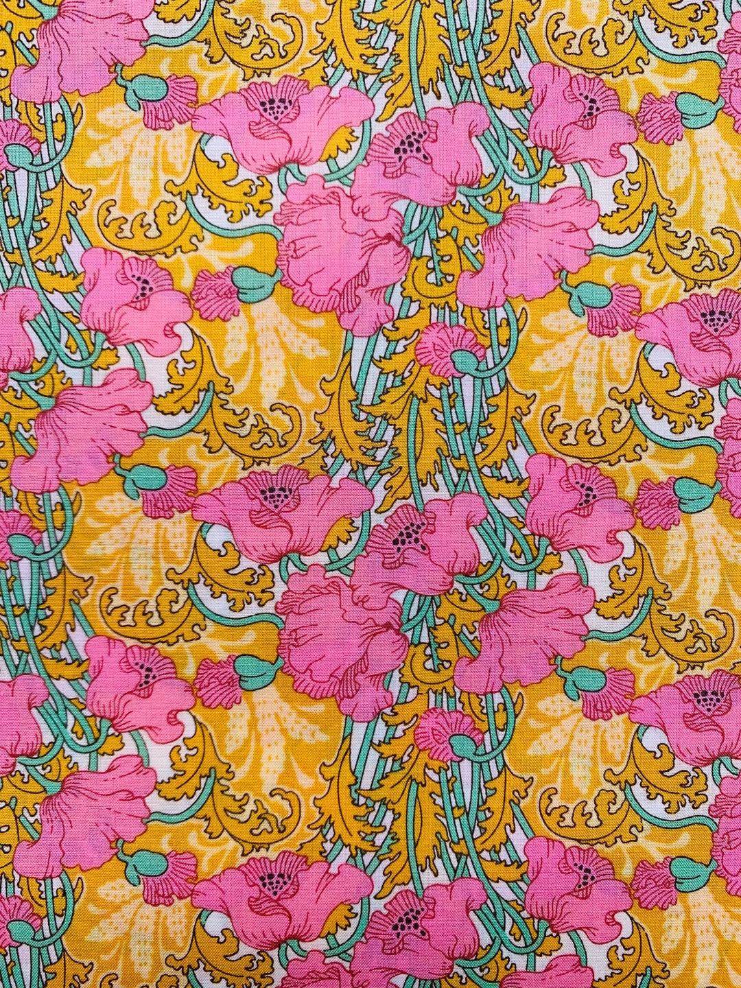 A Pretty Liberty Tana Lawn 40 X 50cm Fabric Pink and Yellow ‘clementina ...