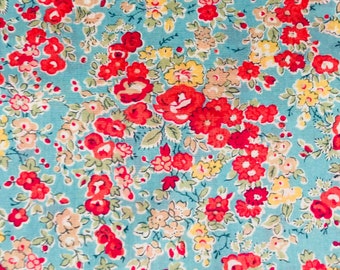 Liberty Tana Lawn Vintage 40 x 50cm fabric Red and Blue ‘Tatum’