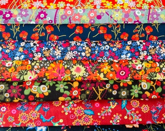 Liberty Tana Lawn ‘Sunset’ fabric pack. 8 different pieces of a generous 6”x 9”