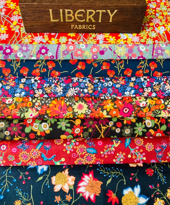 Liberty Tana Lawn ‘Sunset’ fabric pack. 8 different pieces of a generous 6”x 9”