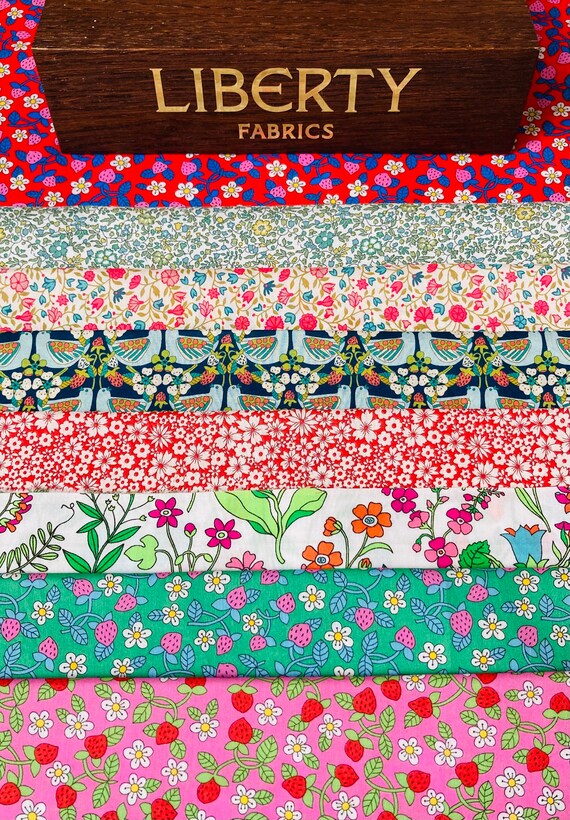 An updated ‘Strawberry Fields’ Bundle Pack. 8 pieces, 6”x 9” Quality, Vintage fabrics