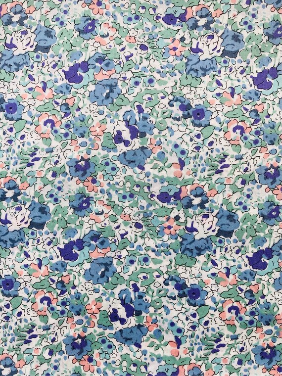 A Discontinued Blue and Pink, large scale Liberty Tana Lawn 13” x 10”  fabric called ‘Claire Aude’. International Shipping