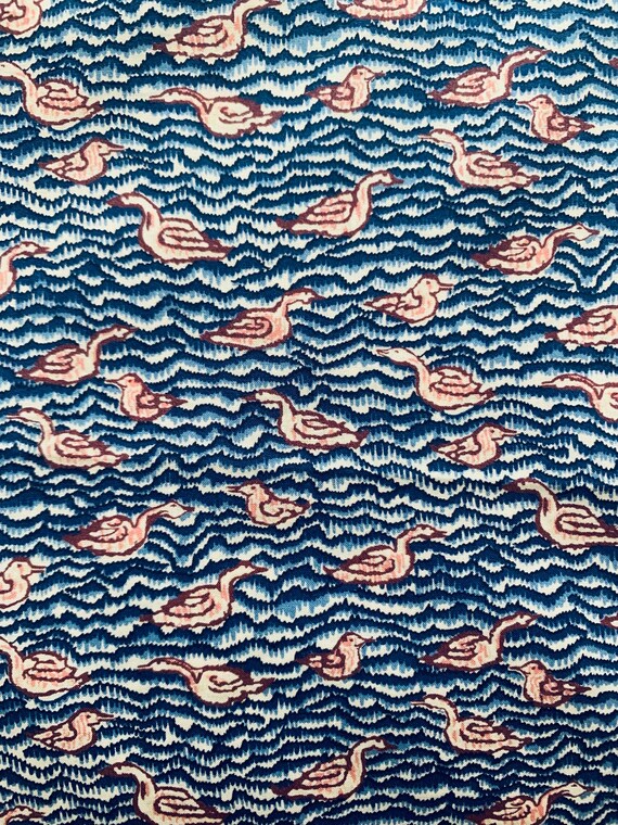Liberty Tana Lawn Fabric Farm yard Ducks, Blue and Purple ‘Gaggle’ 13”x 9”