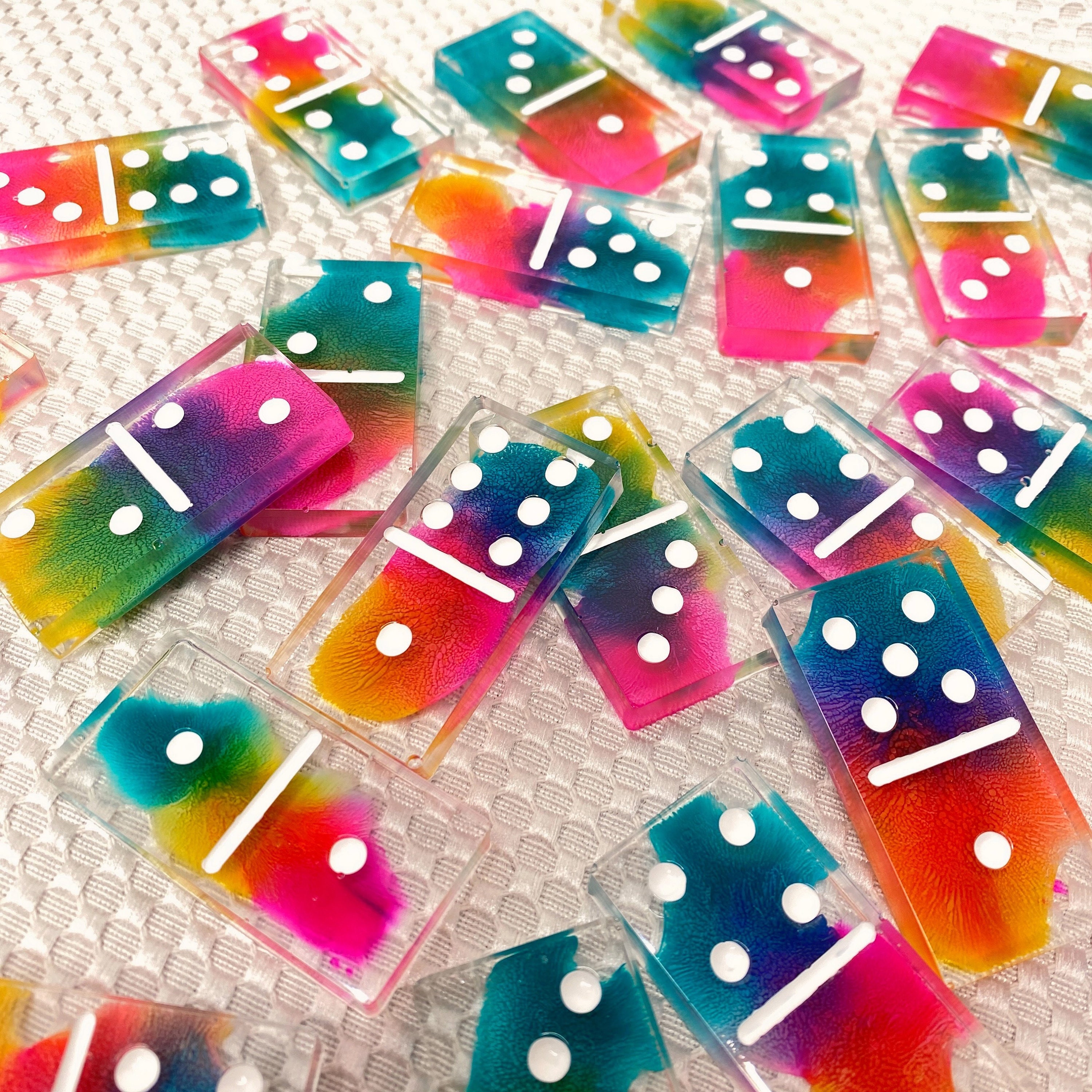 Double 6 Resin Domino Set With Holographic Custom Bag 28 Etsy