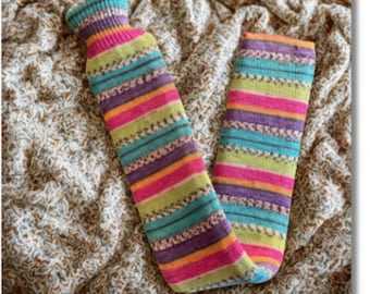 Extra Long Hot Water Bottle with Wool Knit Cover - Sweet Pea
