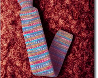 Extra Long Hot Water Bottle with Handcrafted Wool Knit Cover - yarn design Thelma