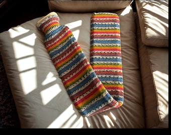 Extra Long Hot Water Bottle with Hand Knit Wool Cover - yarn design Kim