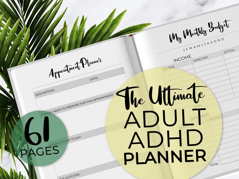 The Ultimate Adult ADHD Planner | 61 Pages | Instant Download Printable | Attention Deficit Hyperactivity Disorder Journal | ADHD Journal 