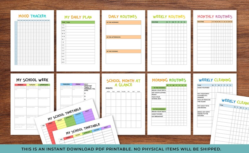 ADHD Planner for Kids Instant Download Printable 12 Pages | Etsy
