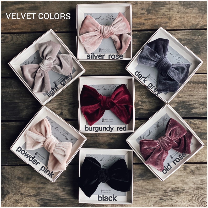 pony tail holder Burgundy red color Women Extra full hair band gril bow accessory Elegant gift box. Large velvet bunny ear scrunchie