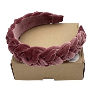 Braided Velvet headband Old rose color. Handmade luxury hair accessory. Spanish Vintage Style Alice Hair band Matador Headband.Braided Twist