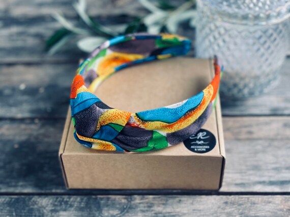 Knotted Headband From Cotton Fabric Mottled. Summer Fashion  display picture 2