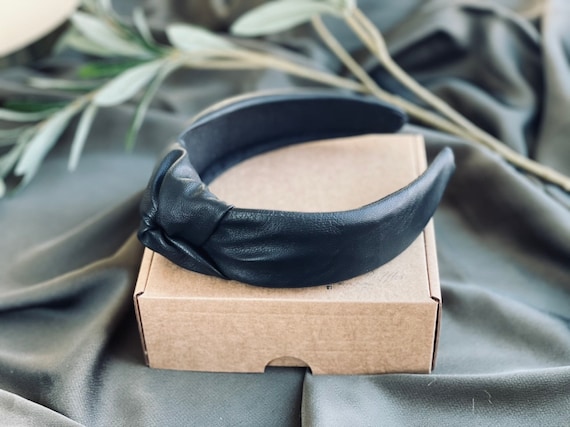 Faux Leather Knotted Headband in Black Color. Lightly Padded  display picture 3