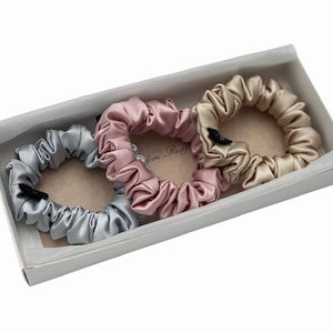 Small satin scrunchie. Multiple colors available. Smooth Hair Scrunchies. Satin Hair Women’s Hair Scrunchies. Skinny Scrunchies. Handmade.