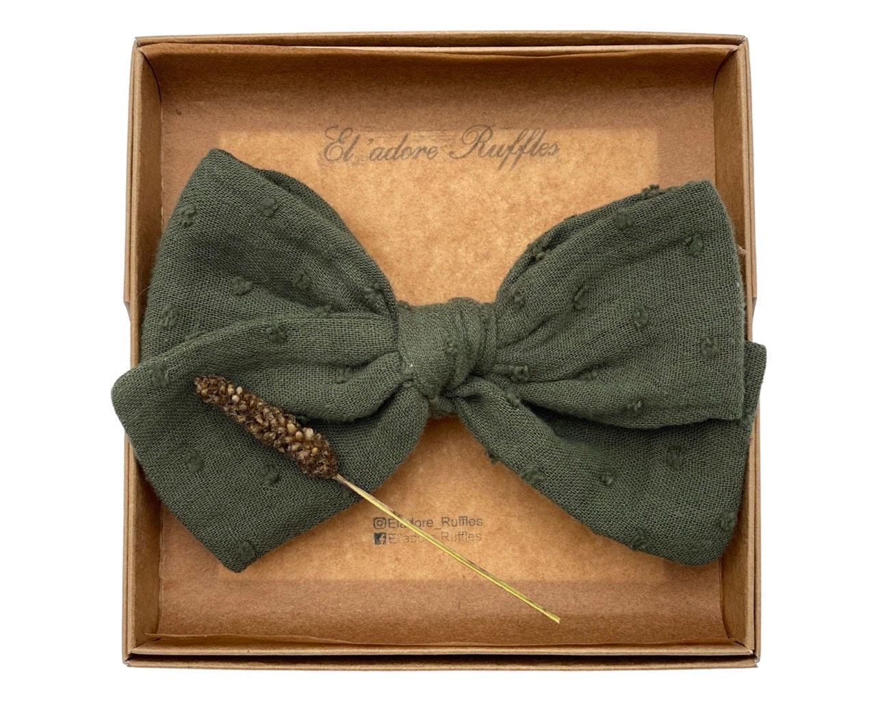 Große Haarspange Mit Schleife Khaki – Satin, Für Dickes & Dünnes Haar, 21 Cm