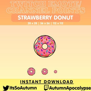 Strawberry Donut Channel Point Icon or Emote