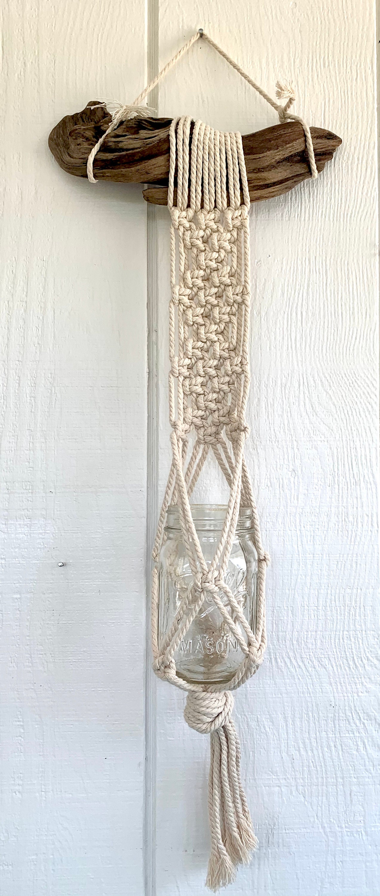 Driftwood Macrame HangerMacrame Hanger with Mason Jar Etsy