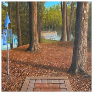 Posterafdruk van olieverfschilderij - Hole 9 Maple Hill Blue Disc Golf Course