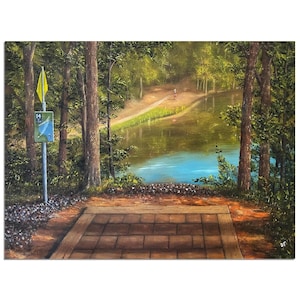 Poster Print of oil painting depicting Hole 14 Maple Hill Disc Golf Course