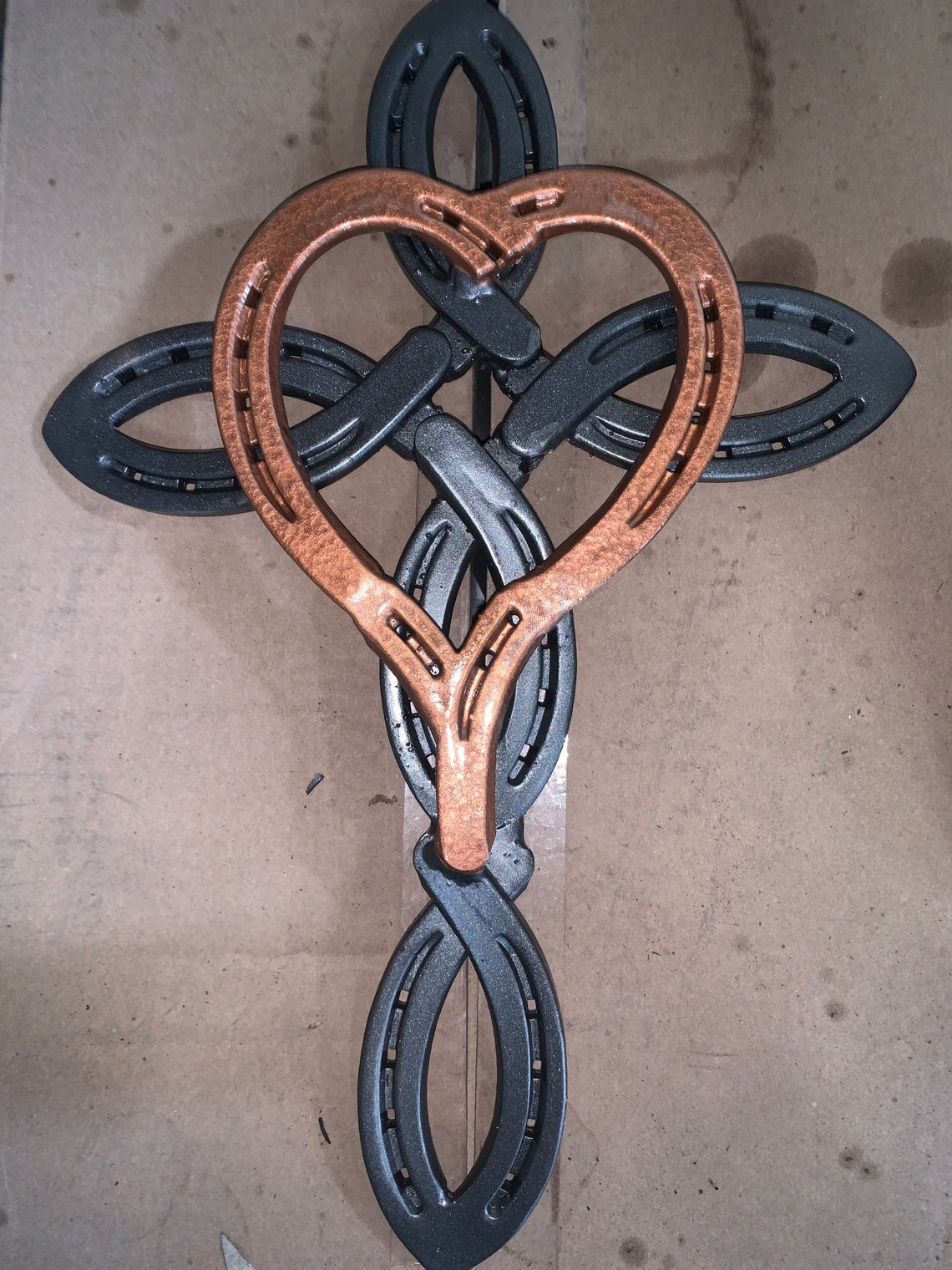 Horseshoe cross with heart Etsy