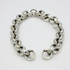 Bracelet chaîne sans fin en argent massif 925 Fabriqué à la main unisexe