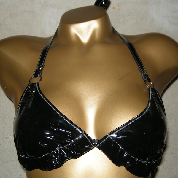 CLEARENCE Black PVC Bra Size L/XL