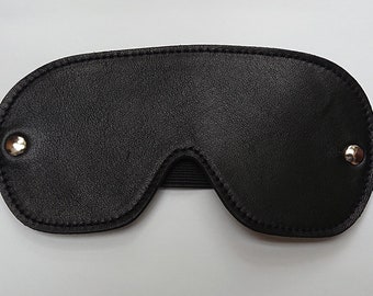 Brand New 100% Real Leather Deluxe Blindfold wide Mask