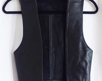 Genuine Sheep Leather Bar Vest, Sleeveless Leather Jacket Genuine Sheep Leather Bar Vest, Sleeveless Leather Jacket