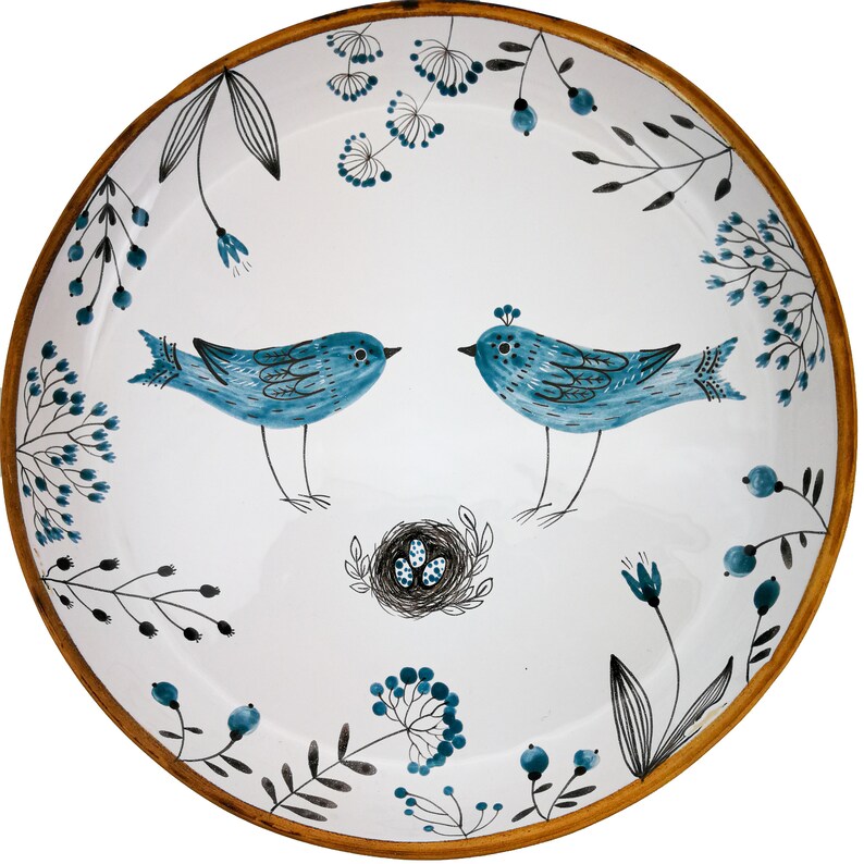 Dinner plates with bird Serving handmade ceramic dinnerware Etsy