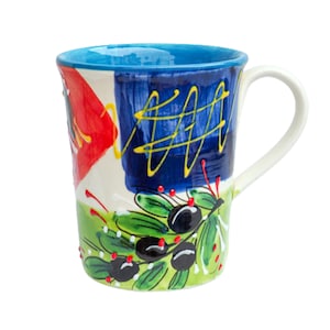 Handmade Ceramic Coffee Mug: Hand-Painted Fruit Design