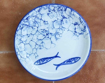 Plato de cerámica hecho a mano, Plato de ensalada de cerámica, Vajilla