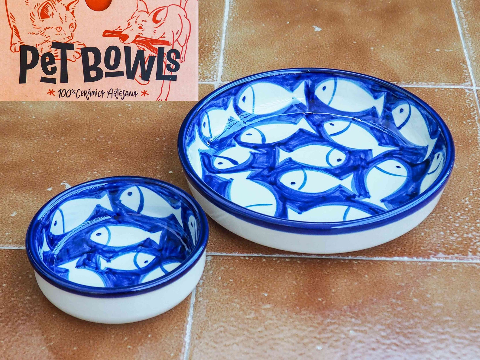 Ceramic Cat Bowl Set Pet Foodwater Bowl Pottery Cat Bowls Etsy