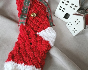 Christmas Crochet Stocking, handmade Red stocking