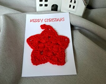 Large Star Crochet Hanging Christmas Card Handmade